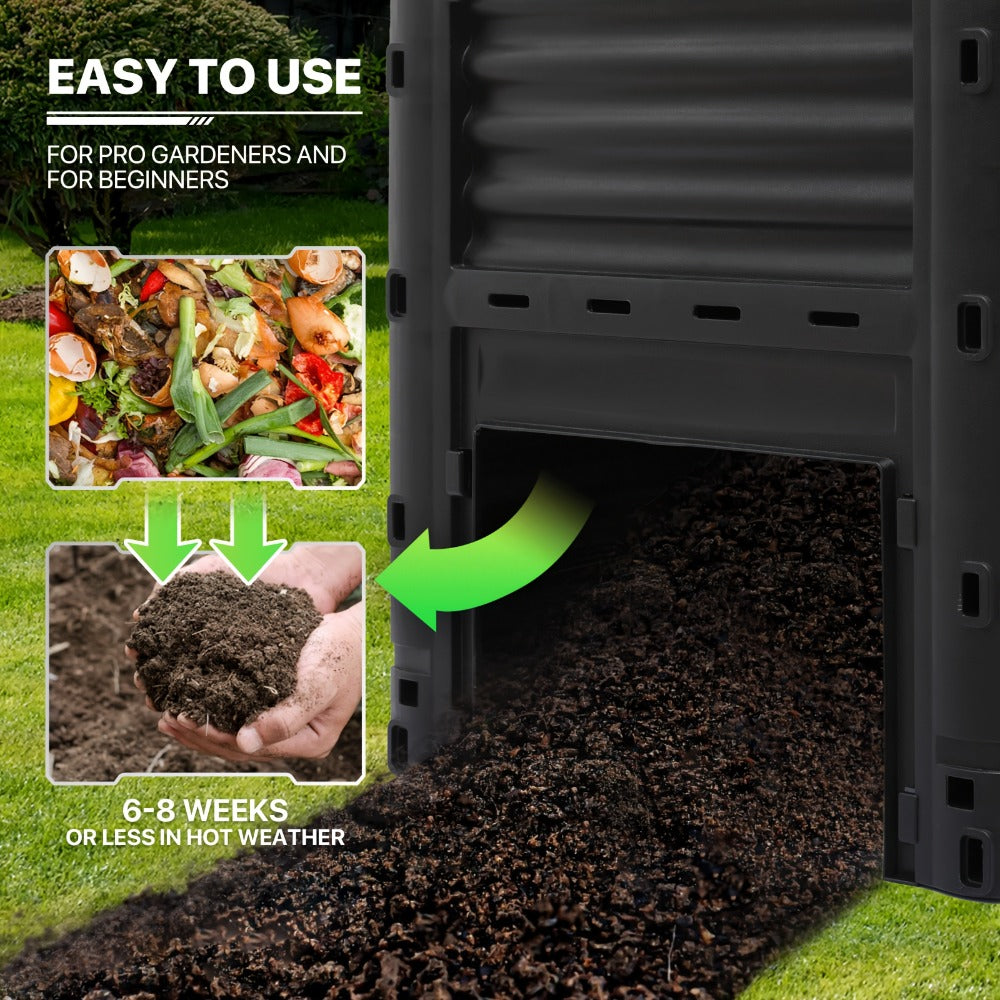 80 Gallon Large Compost Bin Outdoor Tumbler BPA Free Rotating Dual Chamber Composter with Sliding Door for Garden Patio All-Season Fast Working