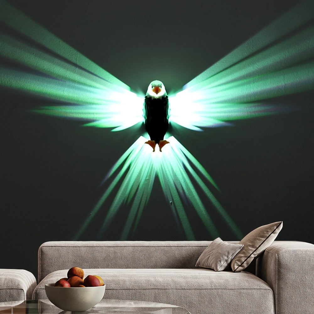 Eagle LED Wall Lamp ¨C Colorful Ambient Night Light with Motion Sensor, Rechargeable Battery, Remote Control & Magnetic Wall Mount for Bedroom Living Room Corridor Hallway Decor (Black)