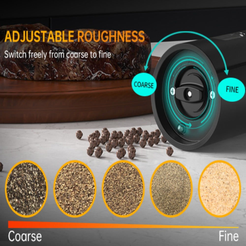 Electric Salt and Pepper Grinder Set with LED Light & Gravity Sensor ¨C USB Rechargeable, Top-Fill, Large Capacity Automatic Spice Mill ¨C 1 or 2 Pack Kitchen Gift Set