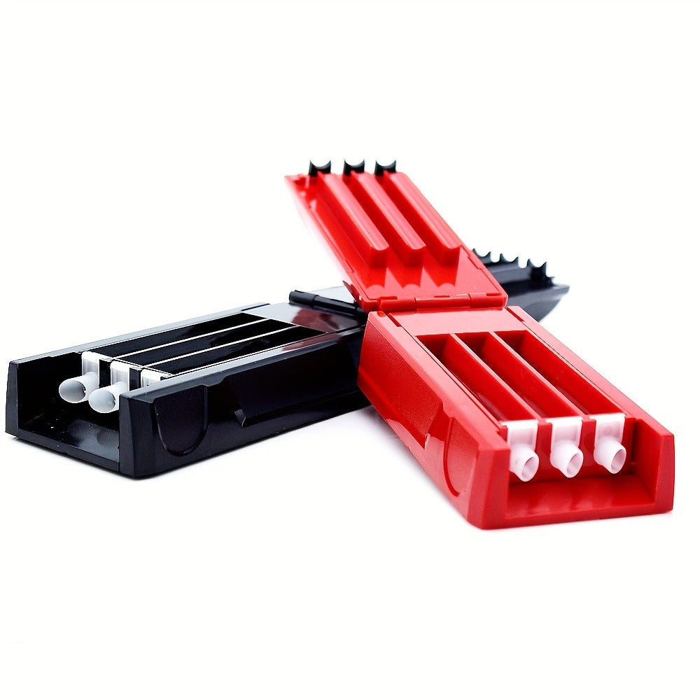 Manual Cigarette Rolling Machine 3-Tube Filler ¨C Portable Durable Plastic Cigarette Roller, Easy-to-Use Tobacco Rolling Tool for Daily Use, Compact Smoke Roller Random Color (1pc)