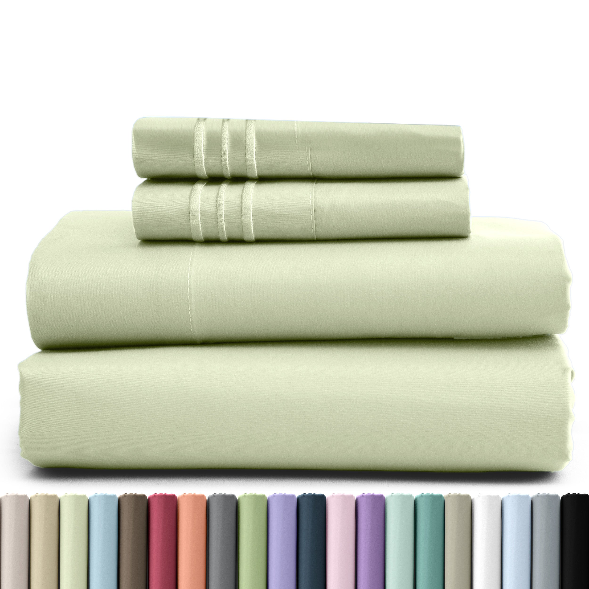 Fitted Sheet Set 4 Piece Microfiber Deep Pocket Bed Sheets - Soft Brushed Bedding Set with Pillowcases, All Season Cooling Sheet Set, 16 Inch Deep Pocket, Multiple Colors & Sizes