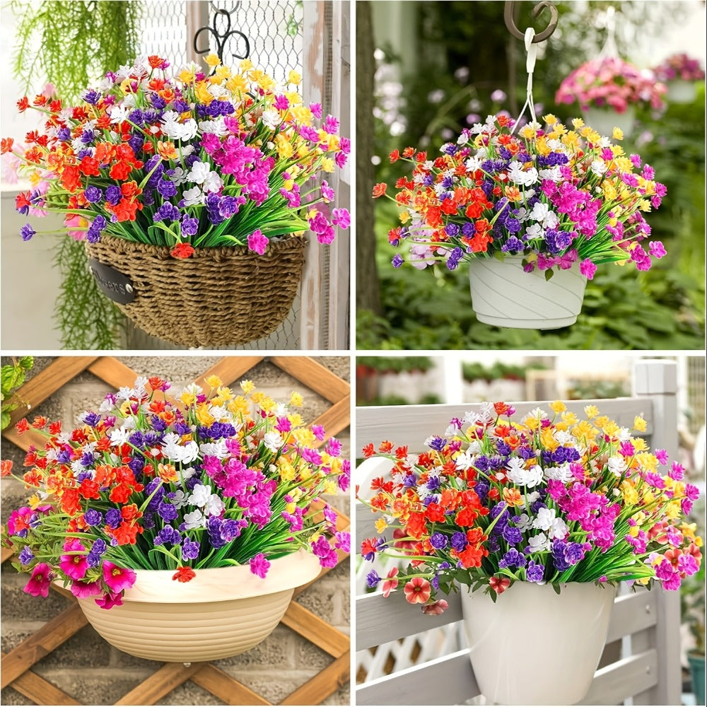 Artificial Flowers Outdoor UV Resistant 40 Bundles Fake Flowers for Home Garden Decor, Faux Floral Greenery Shrubs Plants for Party Table DIY Decoration Mix Colors