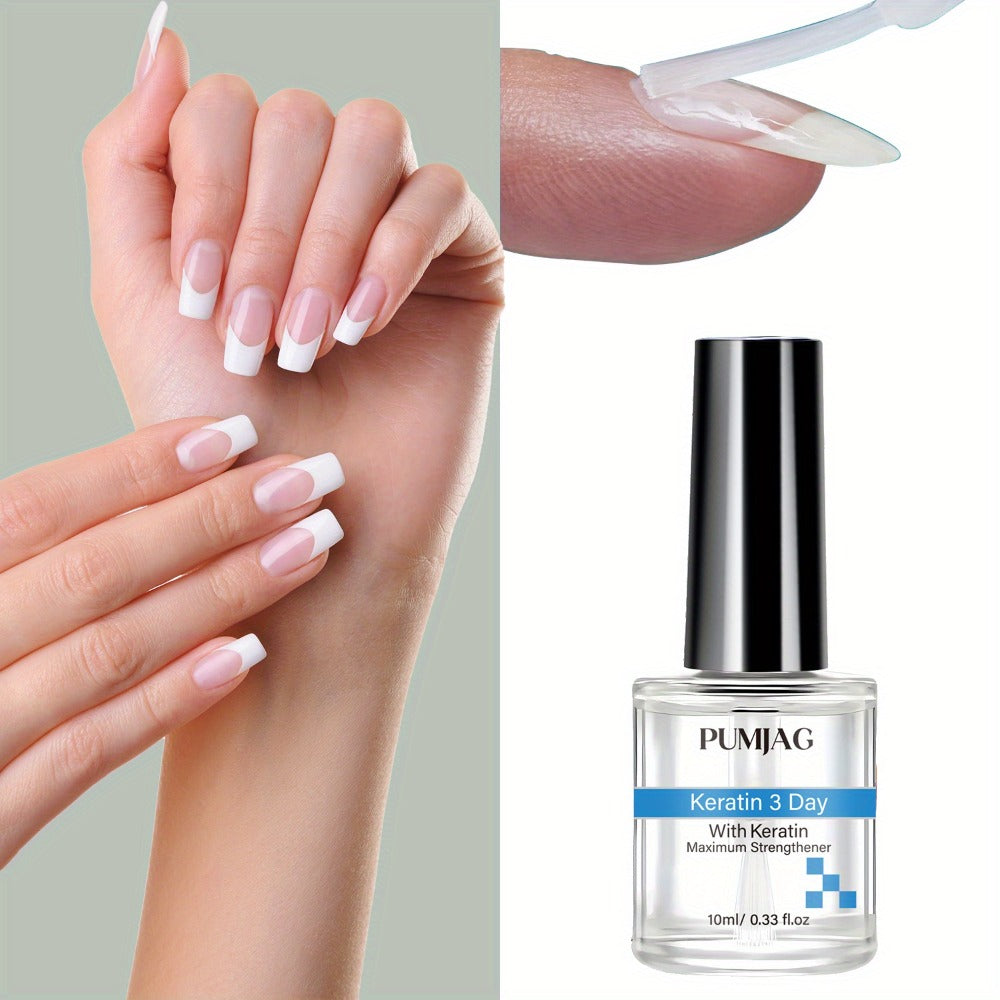 Keratin Nail Hardener Maximum Strength Nail Strengthening Treatment with Vitamins A E C Biotin Calcium - Stop Chipping Peeling Enhance Nail Gloss Portable 10ml Bottle