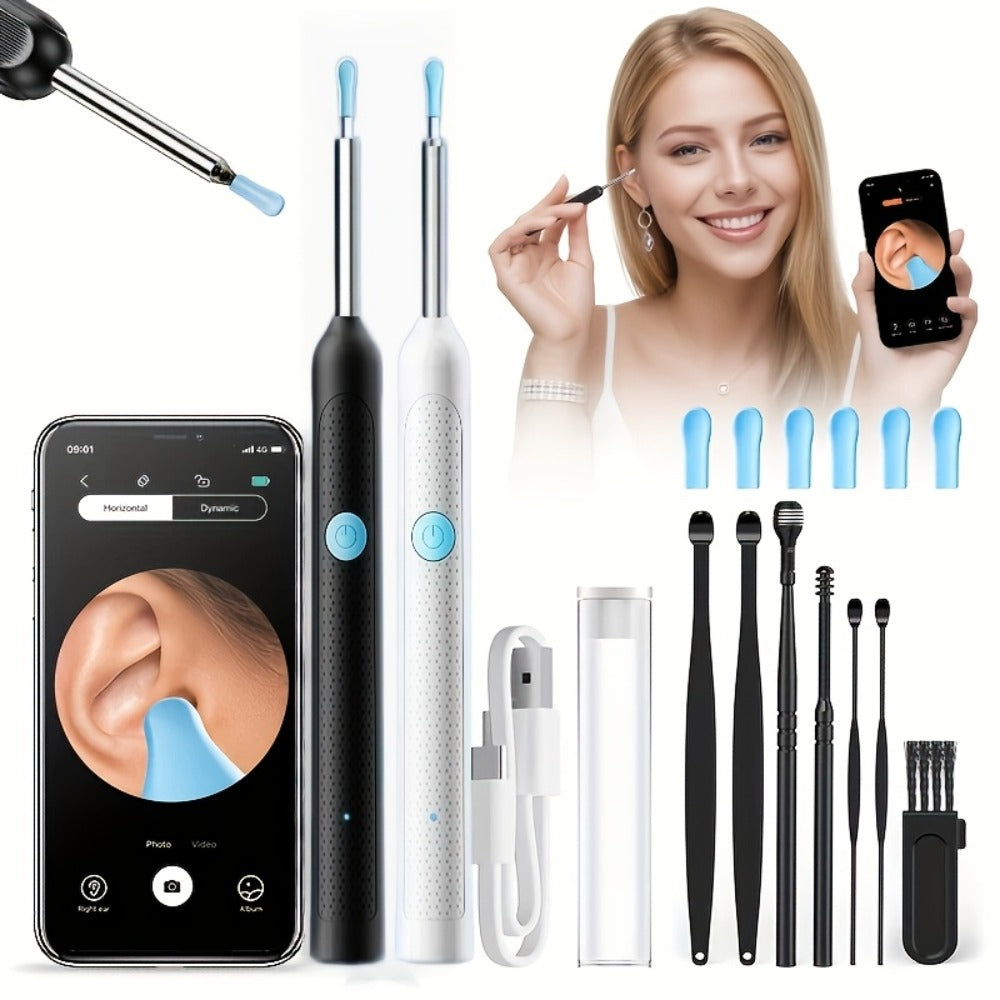 Visual Ear Pick Set 7-Piece Earwax Removal Tool with Camera and Light ¨C Ear Pick Covers Included, Compatible with All Smartphones, Safe Home Ear Cleaning Kit for Adults