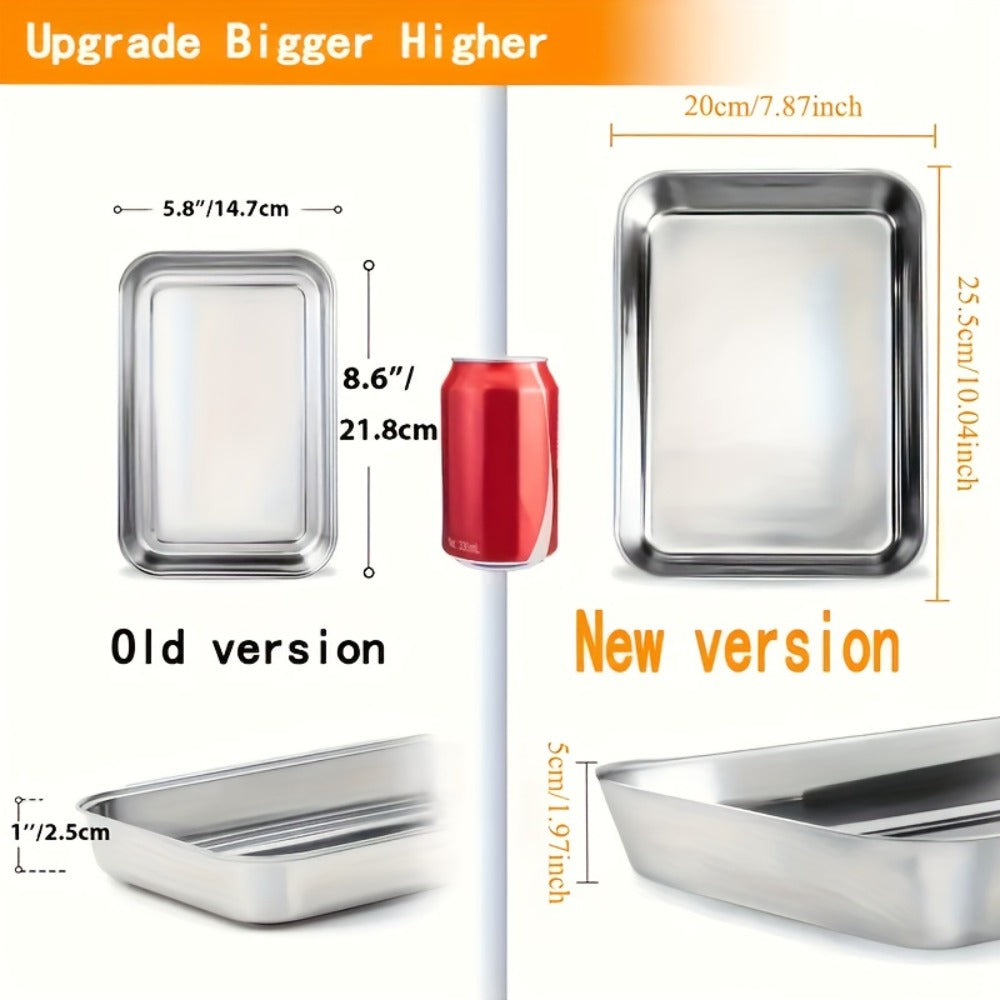 Breading Pan Set 3pcs, Stainless Steel Crumb Tray for Chicken Breading, Fish Coating and Meat Marinating, Oven Safe Food Prep Tray, Easy to Clean Breading Station for Kitchen Cooking