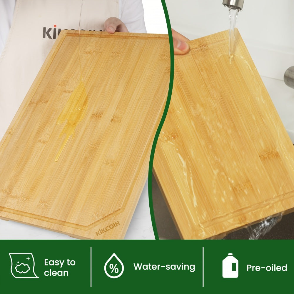 Bamboo Cutting Board Set 4-Piece Extra Large ¨C Heavy Duty Chopping Boards with Juice Grooves for Meat, Vegetables & Cheese | Essential Kitchen Tools | Mother¡¯s Day & Holiday Gift