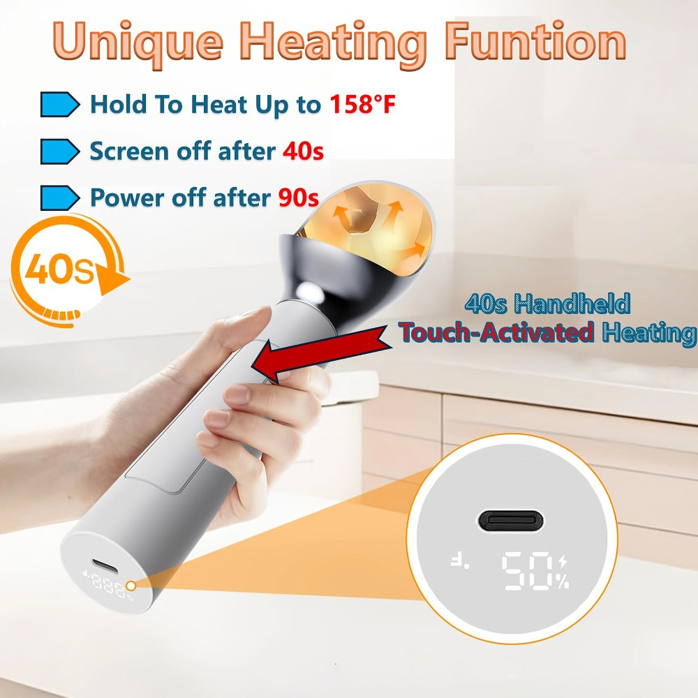 Heated Electric Ice Cream Scoop ¨C USB-C Rechargeable with 3 Temperature Levels up to 158¡ãF, Touch-Activated, IPX7 Waterproof, LED Display, Food Grade Stainless Steel, Ergonomic Design for Hard Ice Cream
