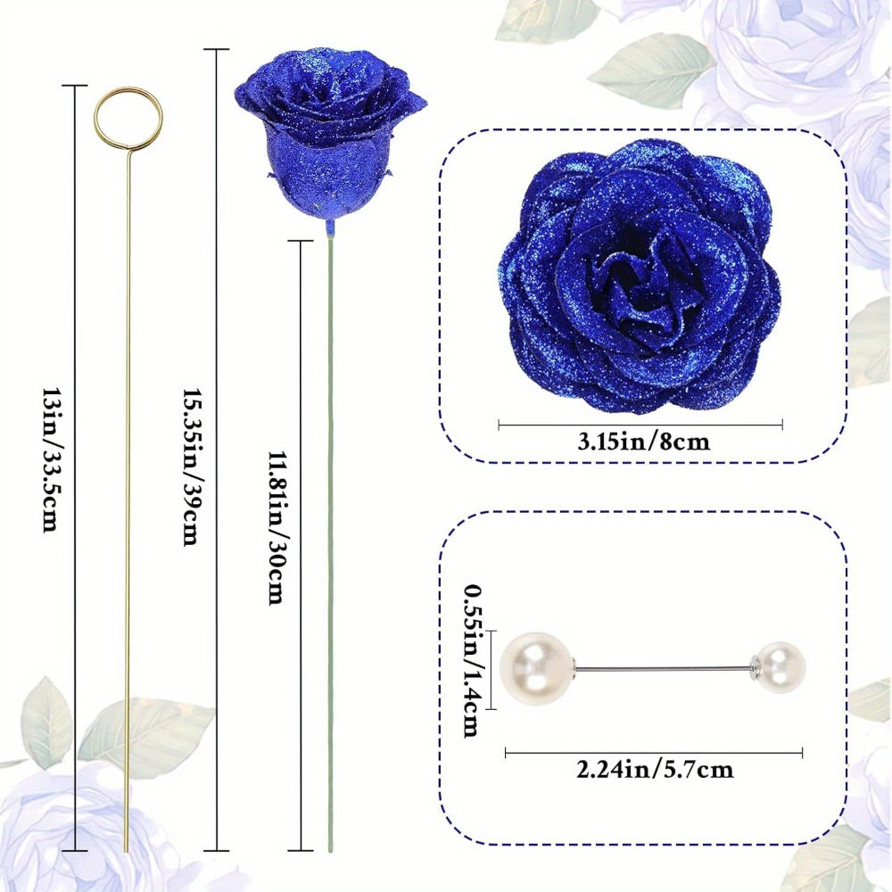 Artificial Flash Rose Bouquet 24/36 Pcs ¨C Simulation Shiny Fake Roses for Wedding, Engagement, Anniversary & Holiday Decorations, Multiple Colors