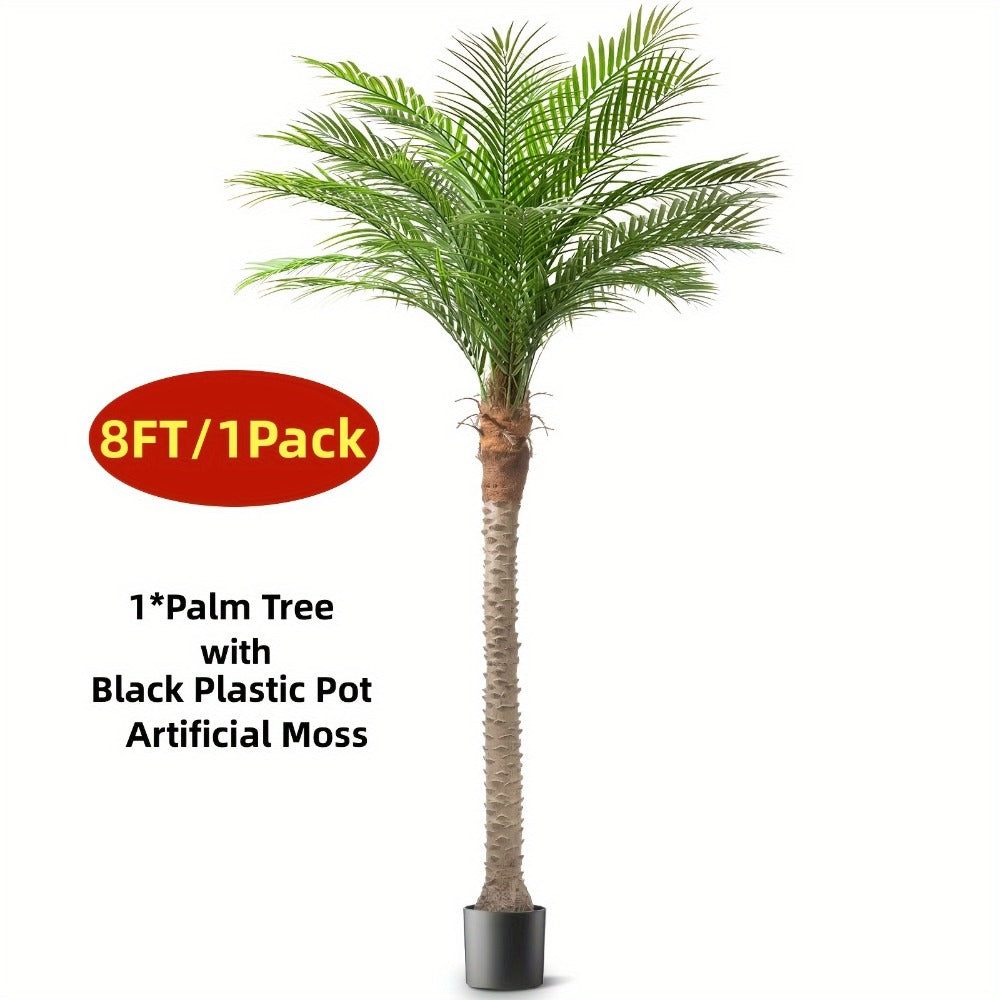 Large Artificial Palm Tree 7ft 8ft 9ft, UV Resistant Faux Tropical Palm Tree with Realistic Leaves for Outdoor Patio Garden Yard, Indoor Living Room Hotel Pool Sunroom Christmas Decor
