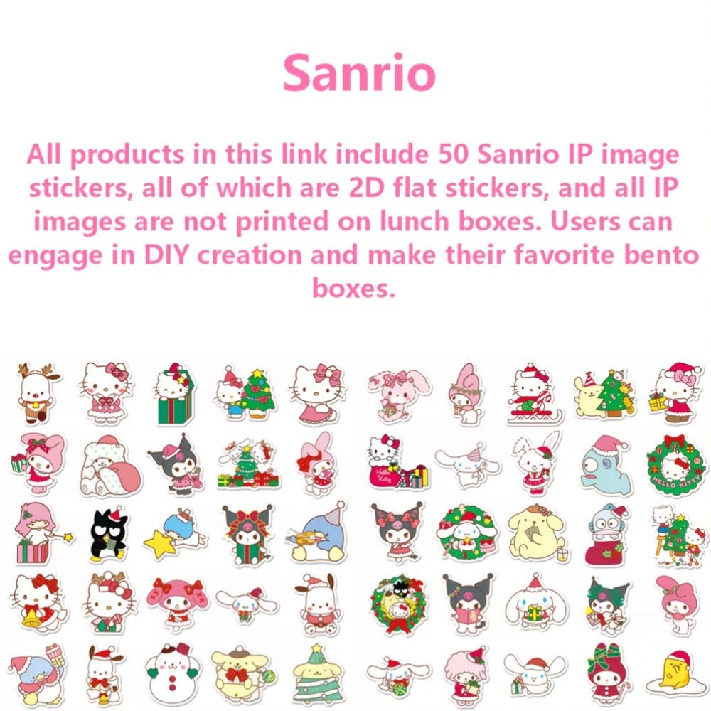 Sanrio Lunch Box Set 53pcs Bento Box with Thermal Bag Breakfast Cup Portable Sealed Compartment Microwave Dishwasher Safe for Work Picnic School