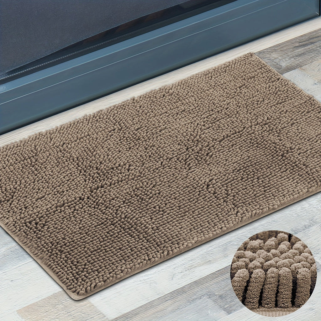 Chenille Doormat Absorbent Non-Slip Washable Indoor Outdoor Mat - Soft Shaggy Entryway Rug for Muddy Paws, Pets & Dogs | Machine Washable Front Door Mat in 18 Colors & 5 Sizes | Anti-Slip Rubber Backing