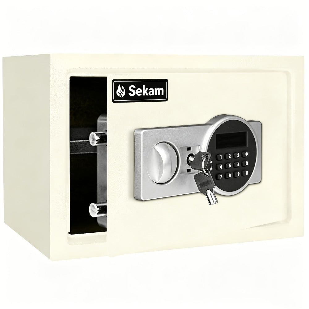 Fireproof Home Safe Box with Digital Keypad and Key Lock Heavy Duty Steel Security Safe for Money Documents Valuables Jewelry Passports 0.23 0.8 1.5 2.2 Cubic Feet Multiple Colors with Cash Bag