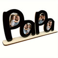 Wooden Photo Frame Papa Circular Classic Design Desktop Display Sentimental Gift for Dad Husband Grandfather Father's Day Birthday Christmas Home Decor Durable Wood Picture Frame