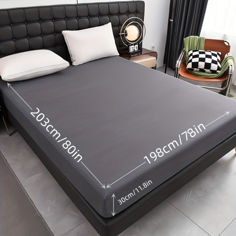 Waterproof Fitted Sheet Soft Breathable Mattress Cover Solid Color Deep Pocket Bed Sheet for Bedroom Guest Room Dorm Twin Full Queen King