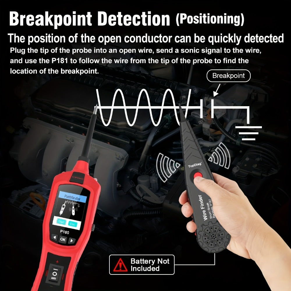 Automotive Circuit Tester P180 Multimeter | Breakpoint Localization Battery Diagnosis AC DC Voltage Fuel Injector Tester 6-30V | Car Electrical System Diagnostic Tool with TFT Color Display