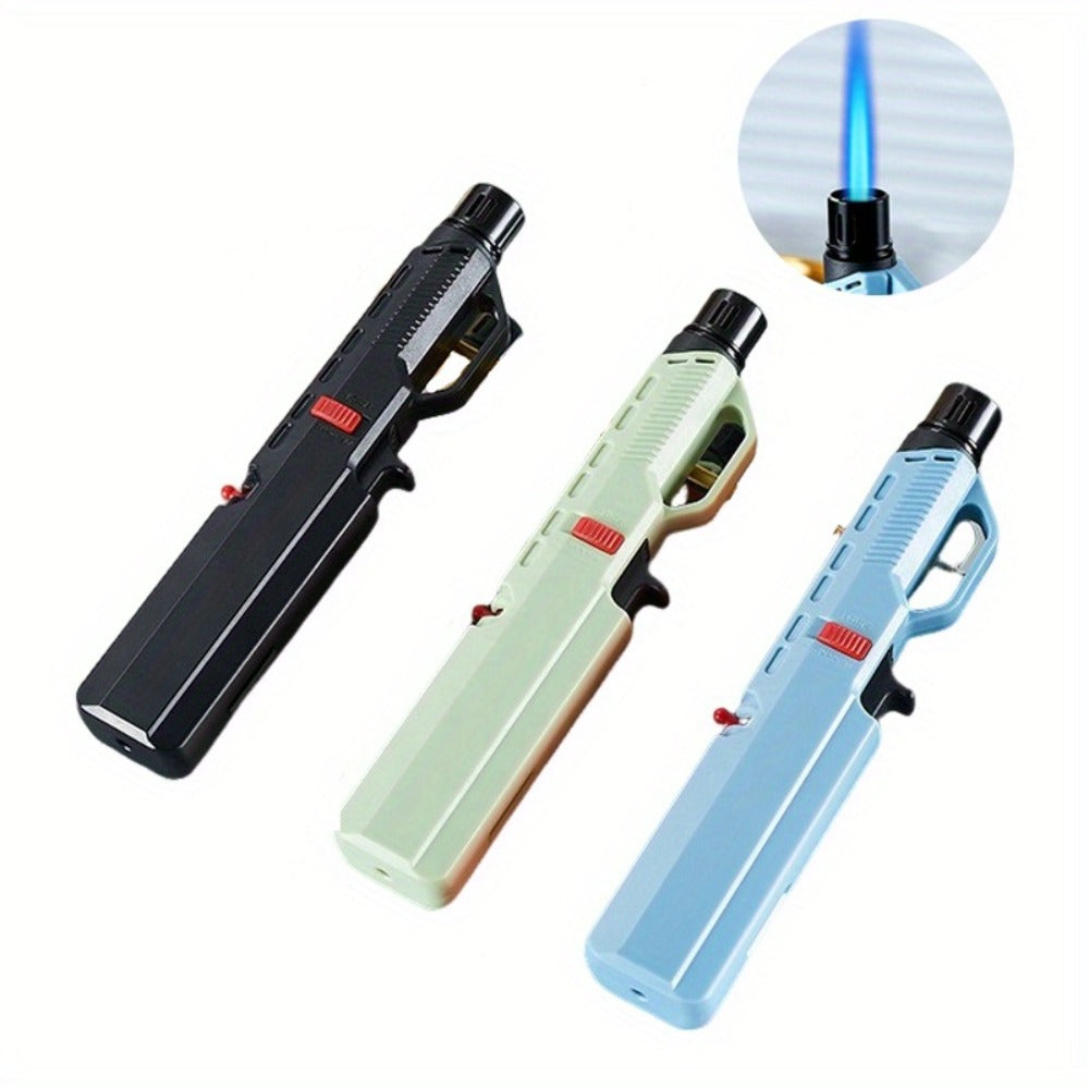 1300¡ã Outdoor Windproof Torch Lighter Blue Flame with Safety Lock & Non-Slip Grip - Refillable for Candles, BBQ, Fireplace & Camping | 2 Colors | Butane Not Included