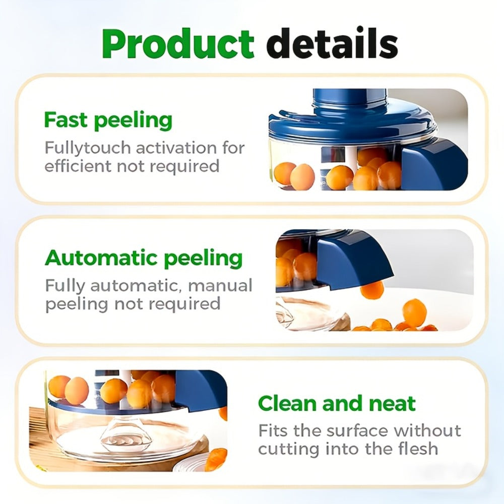 Electric Fruit Peeler Multifunctional Automatic Peeling Machine for Grapes Garlic Cherry Tomatoes Small Fruits & Vegetables - Fast 10-20 Second Peeling High Efficiency Kitchen Gadget for Home Cooking