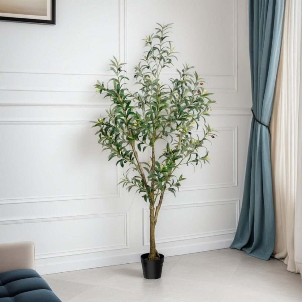 Artificial Olive Tree Indoor Tall Faux Potted Plant with Lifelike Leaves and Fruits for Living Room Office Bedroom Porch Home Decor Housewarming Gift 5FT 6FT 7FT