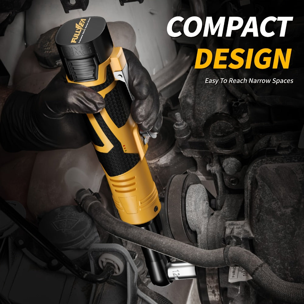 Cordless Electric Ratchet Wrench Set 3/8 inch Variable Speed Trigger Ergonomic Grip 9 Sockets Lithium-Ion Battery Powered for Car Repair Automotive Maintenance Home DIY Yellow 1 or 2 Battery Pack