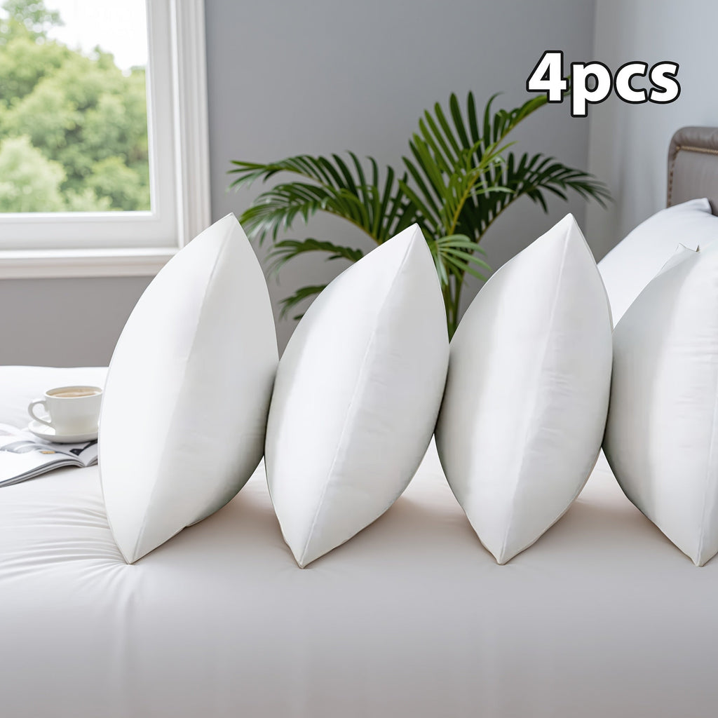 Throw Pillow Inserts 4 Pack Fluffy Square Pillow Stuffers with Zipper Plump White Cushion Inserts for Sofa Couch Bed Decorative Pillow Filler Machine Washable Multiple Sizes 14 16 18 20 22 Inch