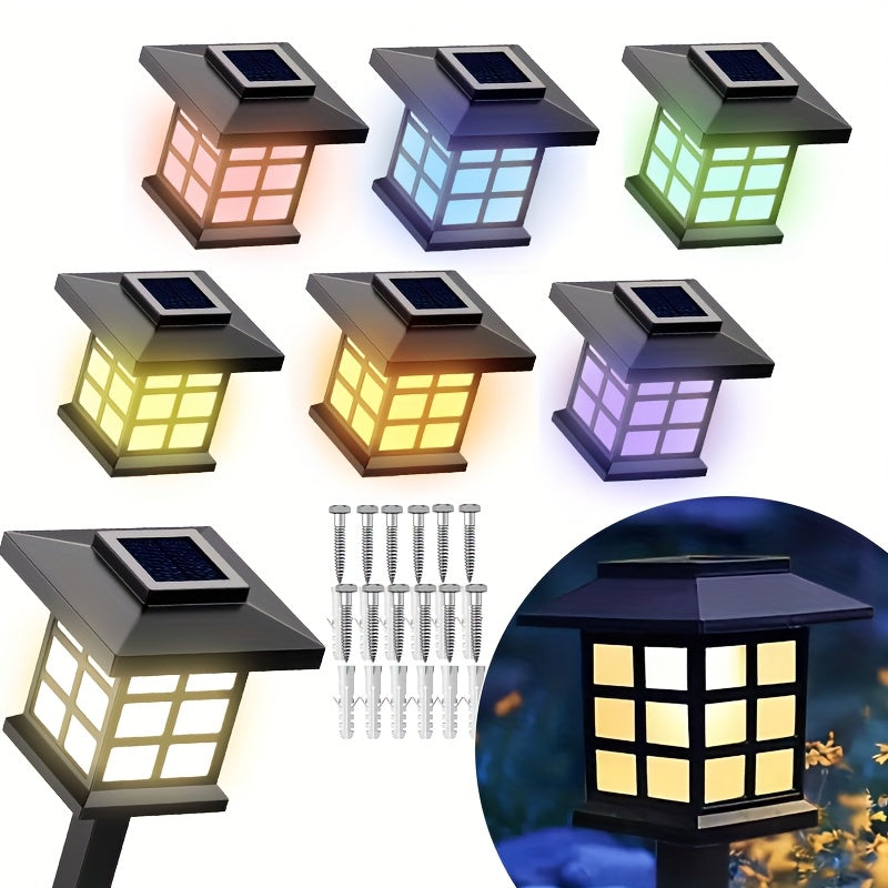 Solar Garden Lights Outdoor Waterproof Landscape Pathway Lights Solar Powered LED Stake Lights for Yard Patio Walkway Holiday Decor Warm White Colorful
