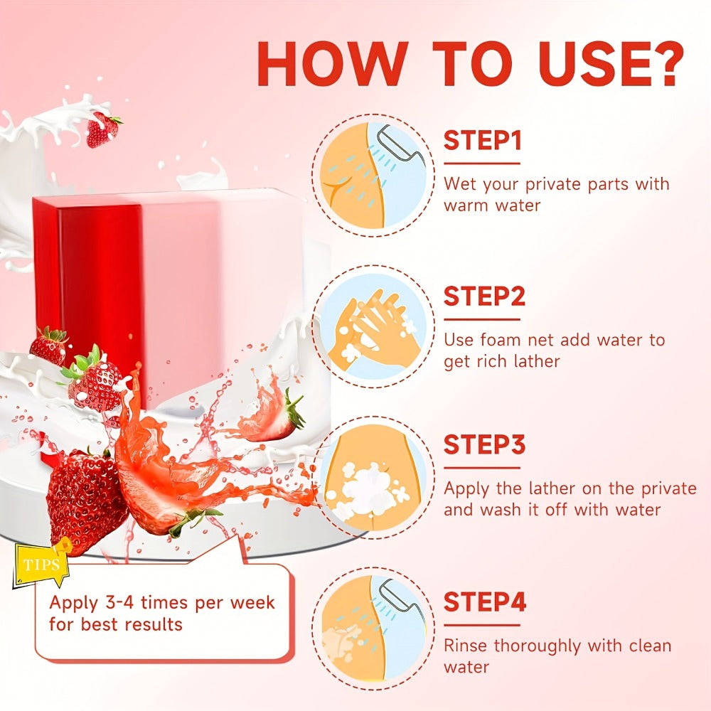 Strawberry Intimate Soap for Women 100g pH Balancing Feminine Wash Bar Gentle Cleansing Long-Lasting Fresh Fragrance Daily Feminine Hygiene Care 3 or 6 Pack