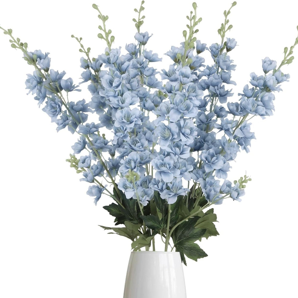 Artificial Delphinium Flowers 8pcs 33.5 Inch Faux Larkspur Stems for Wedding Centerpieces, Tall Silk Flower Bouquet for Home Vase Table Garden Decor