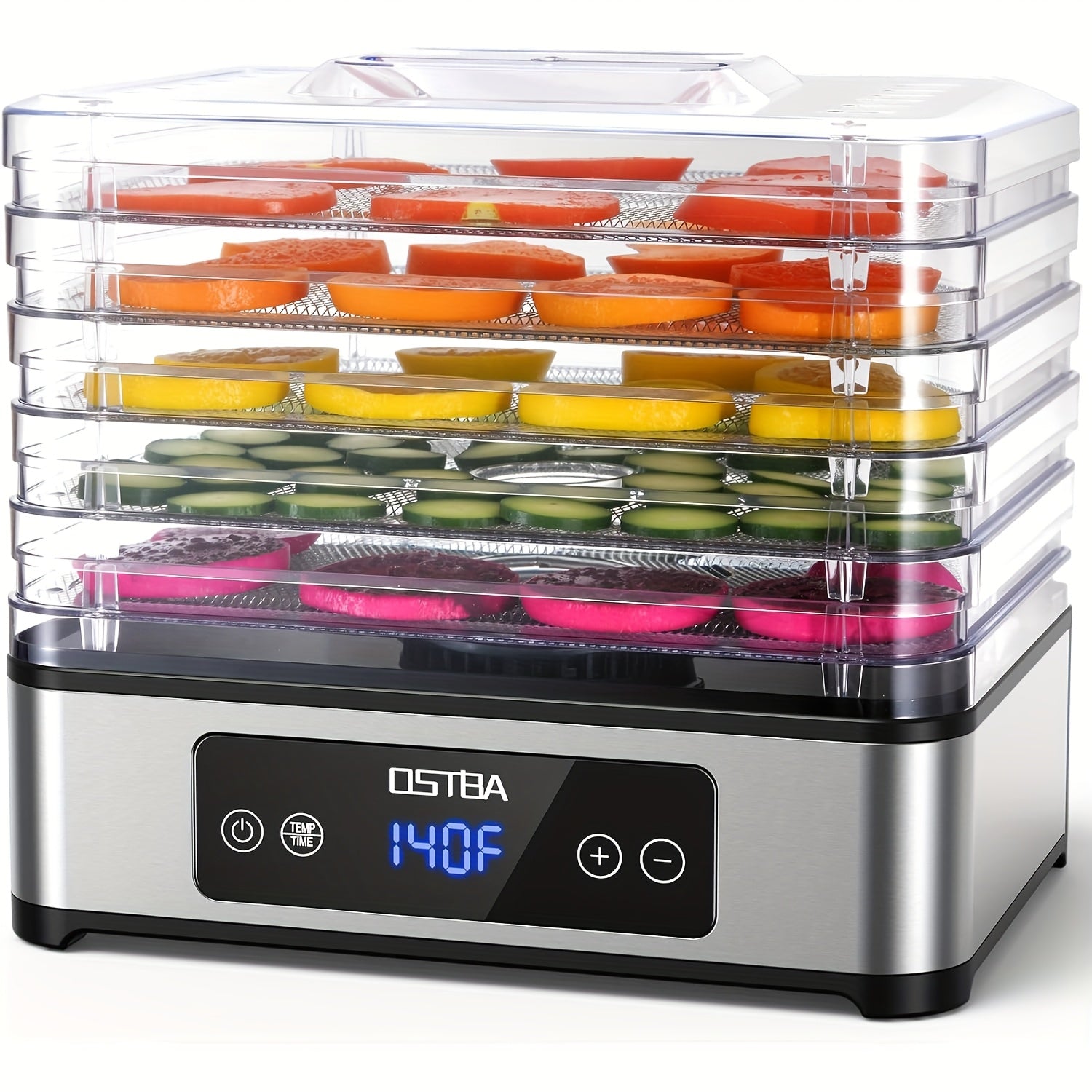 Food Dehydrator Machine 5 Stainless Steel Trays 420W with 48-Hour Timer Temperature Control 95-160¡ãF 360¡ã Airflow BPA-Free Dehydrator for Jerky Herbs Meat Fruit Mushrooms with Recipe Book