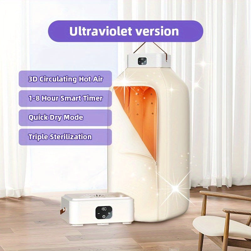 Portable Electric Clothes Dryer 600W Dual Mode Warm Hot Air Timer 1H 2H 8H Compact Mini Dryer Machine with Dryer Bag for Apartments Dorms RVs Travel Small Spaces