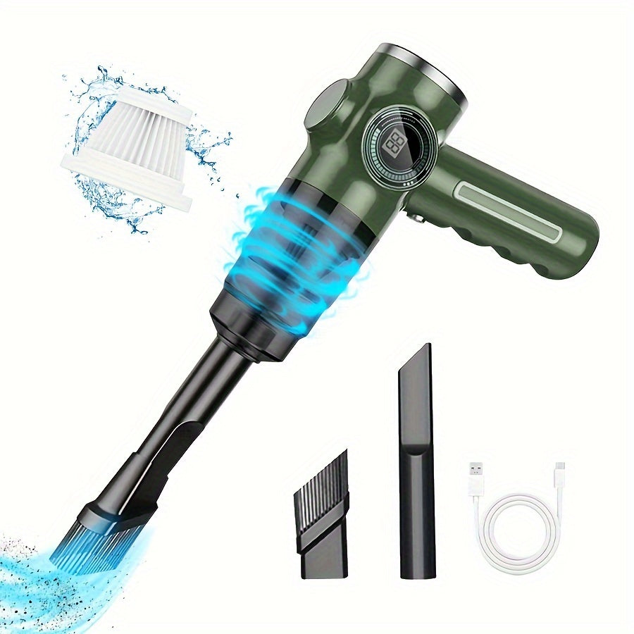 Cordless Handheld Vacuum Cleaner with LCD Display & Multi-Nozzles, 9000Pa Suction 50000RPM HEPA Filter, 2-in-1 Blow & Vacuum for Car Home Office Pet Hair Keyboard Sofa