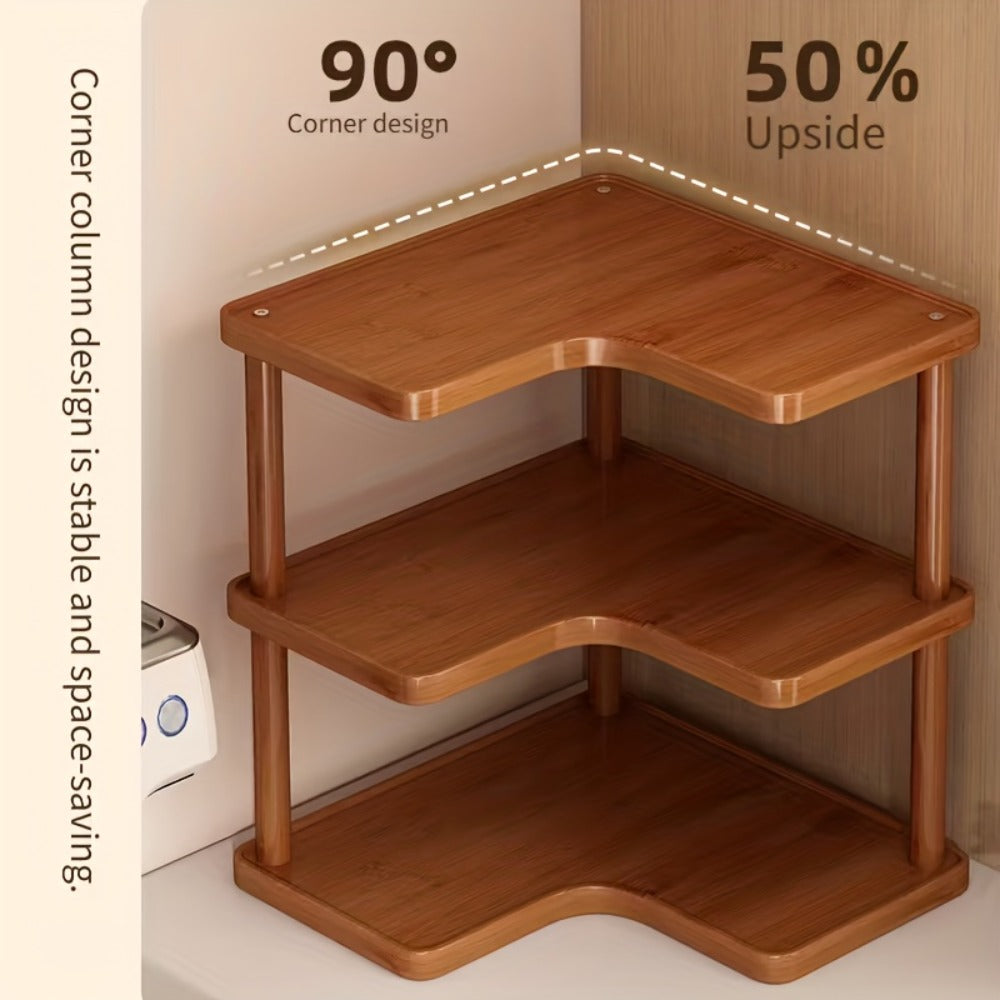 Corner Shelf Organizer for Kitchen, 3-Tier Triangular Coffee Station Storage Rack for Countertop, Holds Cups, Mugs, Coffee Accessories and Kitchen Essentials