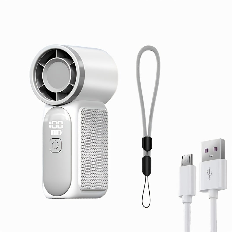 Turbine Fan Mini Handheld High Speed 100-Speed Wind Cannon USB Rechargeable Portable Outdoor Cooling Fan Compact Personal Fan for Travel Camping Sports