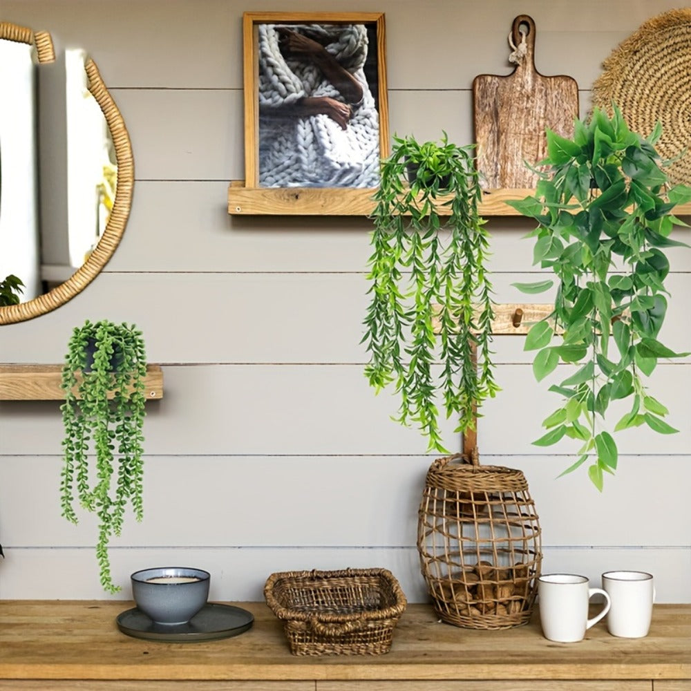 Artificial Hanging Ivy Vines ¨C Fake Eucalyptus & Mandala Green Vine Plants for Indoor Wall Decor ¨C Faux Hanging Plants for Bedroom, Bathroom, Balcony, Bookshelf & Living Room Aesthetic ¨C 6 or 8 Pack