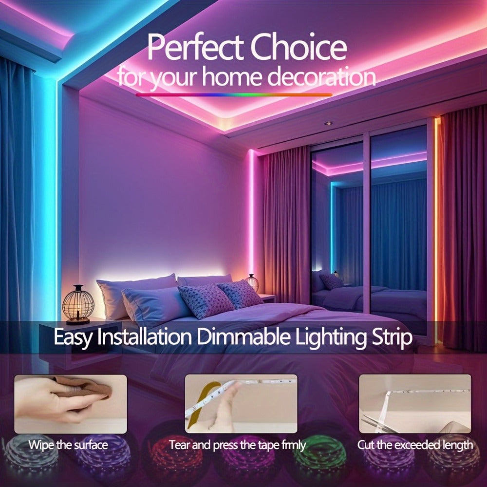 RGB LED Light Strip 5050 SMD USB Powered - Multi-Color Cuttable LED Strip with 3-Button Controller, Easy Install for Home Decor Living Room Bedroom TV Background Christmas Party Stage, 3M / 4M / 15M