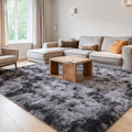 Plush Shaggy Area Rug 1.6 Inch Thick Non-Slip Machine Washable Polyester Carpet - Tie-Dye & Solid Color Fluffy Rectangle Rug for Living Room, Bedroom & Study | Silicone Grip Backing | 4 Sizes Available