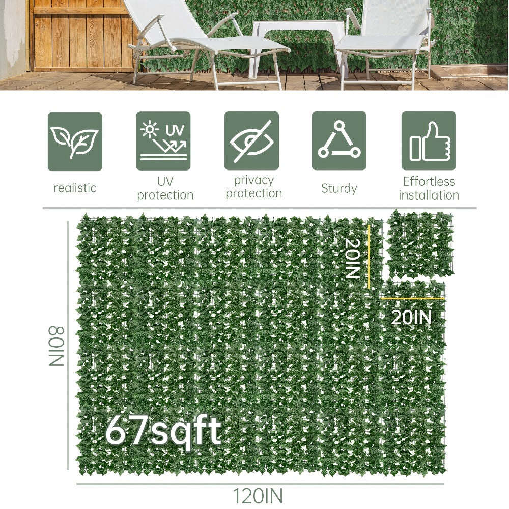 Artificial Ivy Privacy Fence Screen ¨C UV-Resistant Faux Ivy Hedge Panel for Outdoor Patio, Garden, Balcony & Fence Cover | Realistic Greenery Wall Decor | Multiple Sizes Available