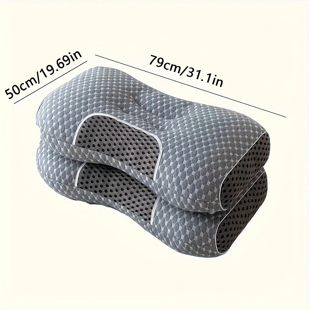 Cervical Neck Support Pillow Soft Knitted Ergonomic Orthopedic Contour Pillow for Deep Sleep - Non-Collapse High Pillow Core All Seasons Adjustable Sleeping Comfort 1/2Pcs