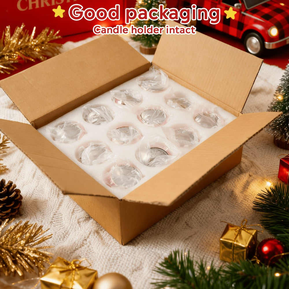 Votive Candle Holders Bulk - High Temperature Glass Hurricane Candle Holders for Weddings, Parties & Romantic Dinners, Starlight Shimmer Effect, Set of 6/12/24, Golden, Pink, Silver & Green
