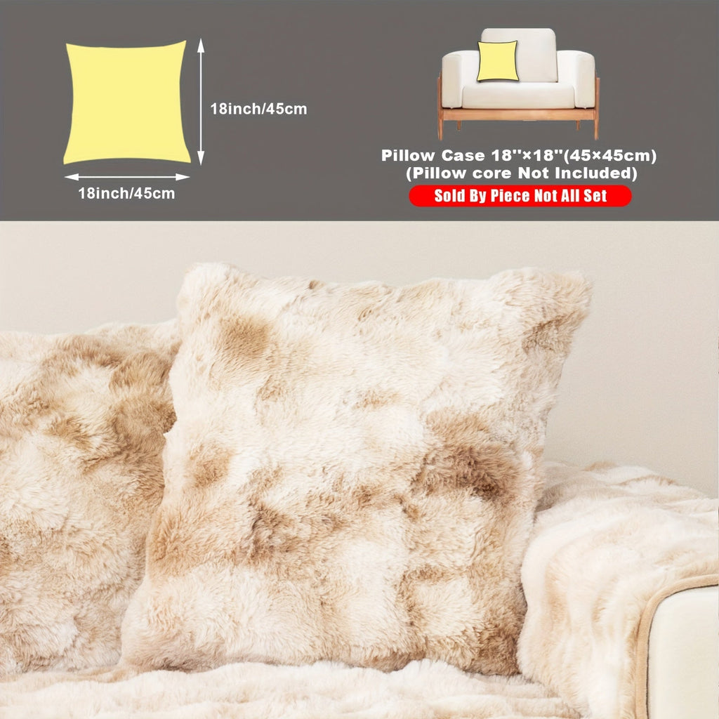 Plush Sofa Cover Faux Lamb Thick Fluffy Couch Slipcover Pet Friendly Machine Washable Gradient Color Polyester Furniture Protector for Armchair Single Double Triple Sofa Living Room Home Decor