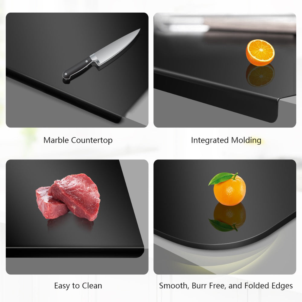 Acrylic Cutting Board with Counter Lip - BPA-Free Food-Safe Clear & Black Kitchen Chopping Board 60% Thicker Non-Slip Countertop Protector for Home and Professional Use