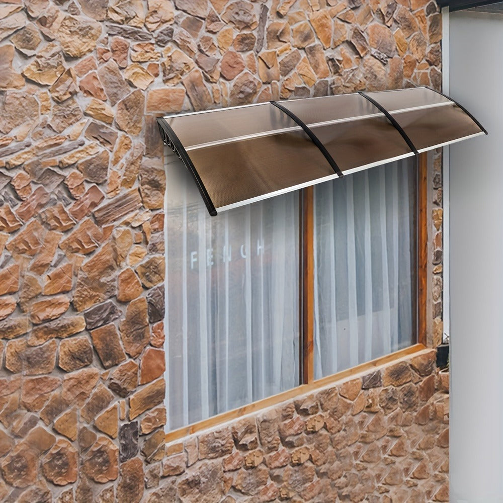 Door Window Awning Canopy 120x38 Inch Polycarbonate Rain Sun UV Snow Shield with Aluminum Bracket Easy Install Outdoor Porch Patio Entrance Shelter