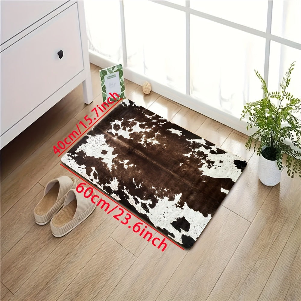 Cowhide Patterned Kitchen Mats Set of 2 ¨C Memory Foam Anti-Fatigue Floor Mats, Non-Slip Animal Print Cushioned Standing Mat for Kitchen Hallway Bathroom Laundry Room