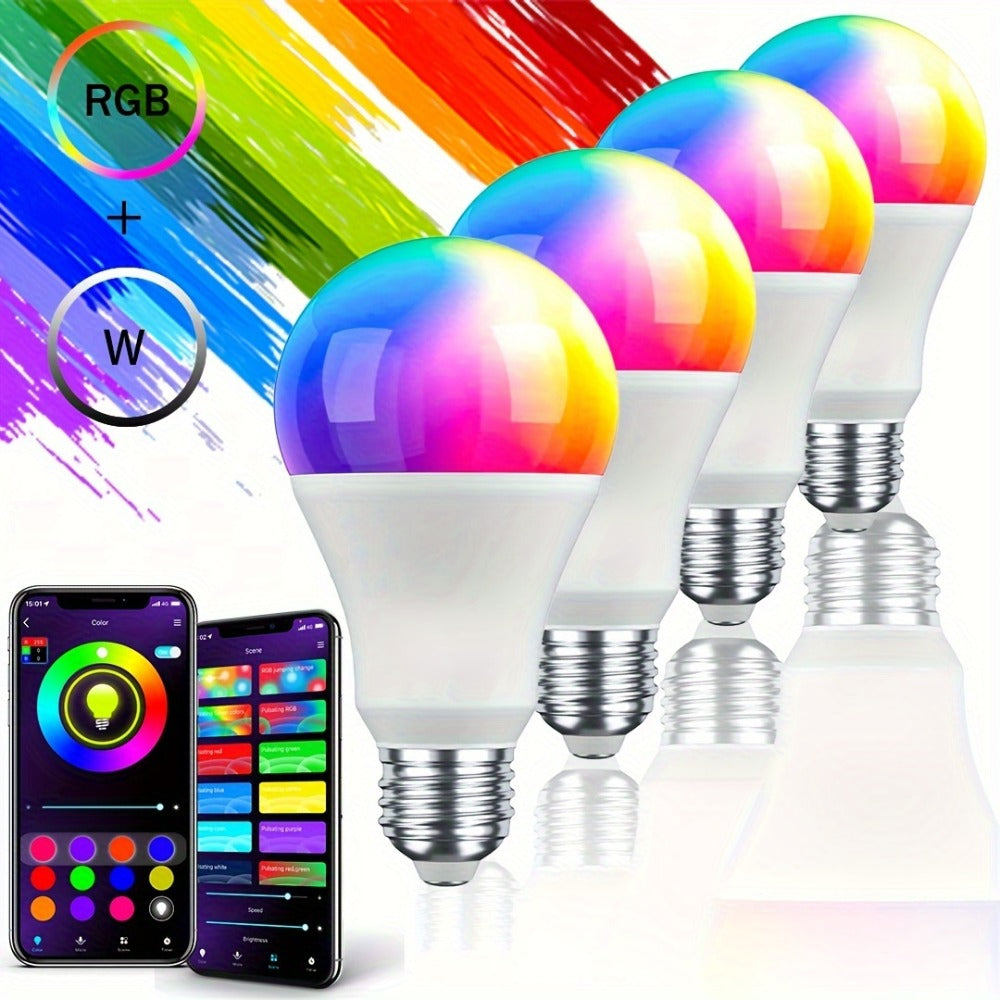 Smart Light Bulbs RGB Color Changing, WiFi A19 E26 LED Bulb Works with Alexa & Google Home, 2.4GHz Dimmable 800LM 60W Equivalent, Music Sync Voice Control App Remote, for Bedroom Party Home Decor