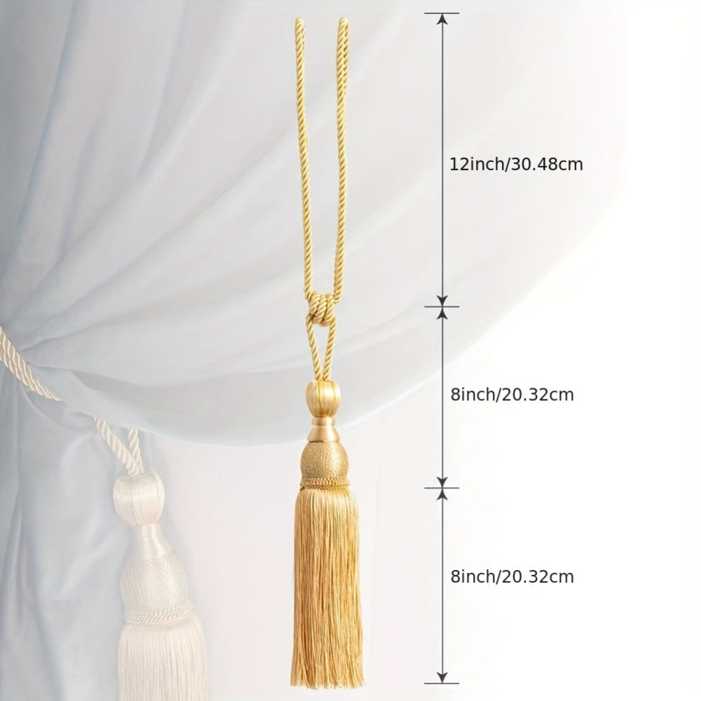 Curtain Tiebacks with Tassels Hand Woven Rope Curtain Tie Backs with Golden Accents 4/8pcs Home Decor