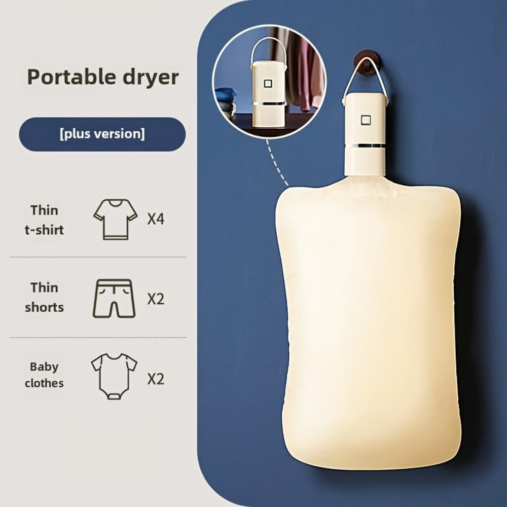 Portable Mini Dryer with Timer Function Compact Travel Clothes Dryer with Drying Bag for Delicates Underwear Small Clothing Items Apartments Dorms RVs Quick Easy Use