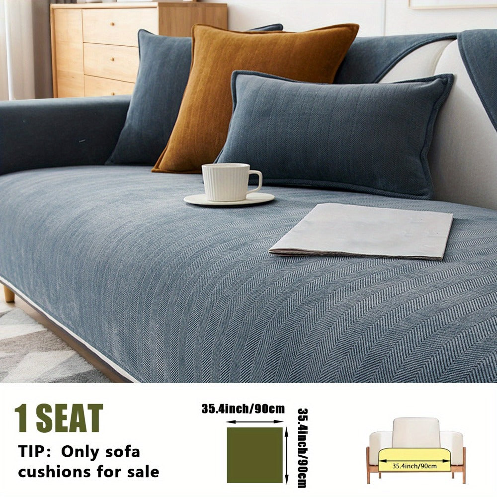 Chenille Ribbed Sofa Cover - Pet Friendly Non-Slip Machine Washable Soft Stretch Slipcover for 1-4 Seater Sectional Sofa Living Room Bedroom Office, 9 Colors