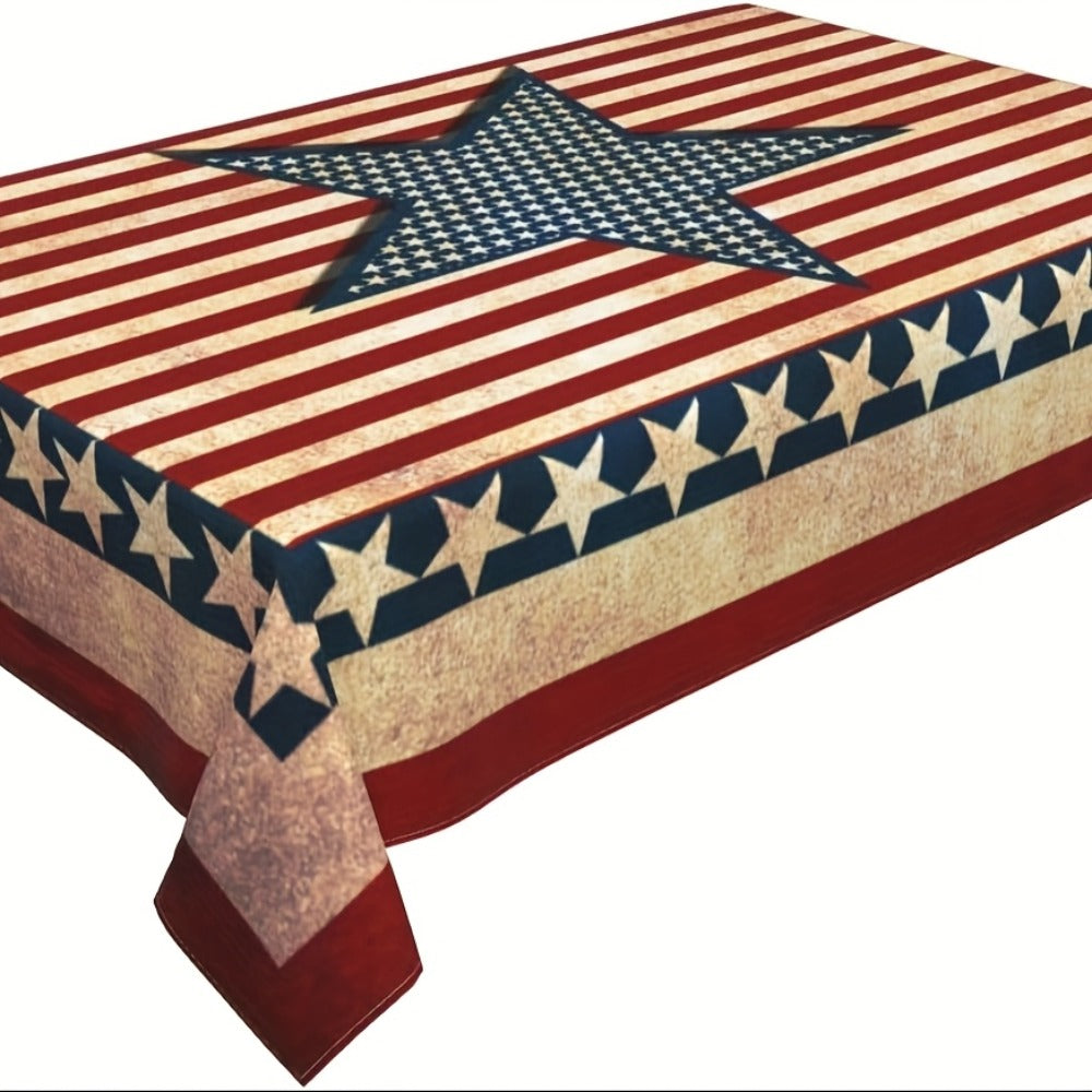 American Flag Rectangular Tablecloth Patriotic Memorial Day 4th of July Table Cover for Home Kitchen Dining Room