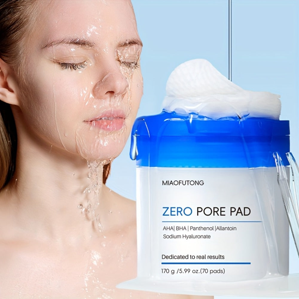 AHA BHA Toner Pads Zero Pore 70pcs - Deep Cleansing, Oil Control & Hydration with Hyaluronic Acid, Salicylic Acid & Rosemary Leaf Oil | Gentle Exfoliating Pads