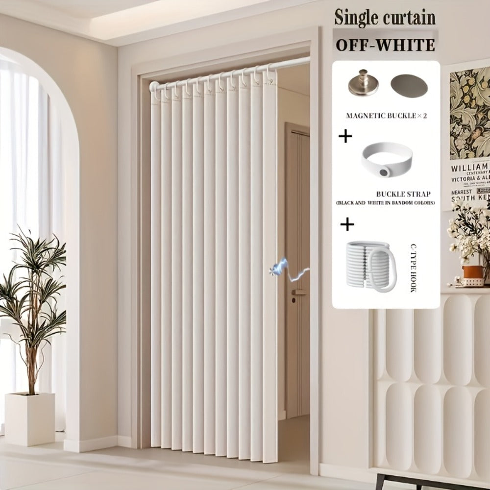 Magnetic Room Divider Curtain Doorway - Rodless Bohemian Striped Door Curtain, 210GSM Thickened Polyester, Natural Drape, Space Partition for Living Room Bedroom Kitchen, Machine Washable, No Rod Needed
