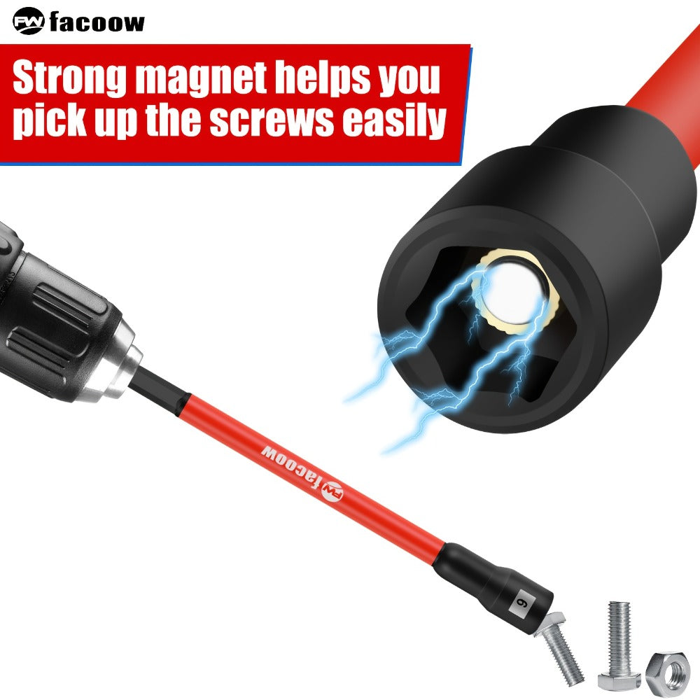 Magnetic Nut Driver Set 19PCS ¨C SAE & Metric | 1/4¡± Hex Shank 6¡± Long | PH1 & PH2 for Impact Drills | Magnetic Socket Set with Sturdy Tool Case | Professional & DIY Projects